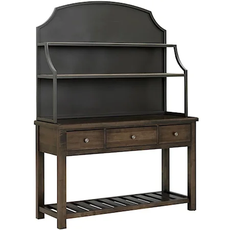 Casual Solid Wood Server & Metal Hutch